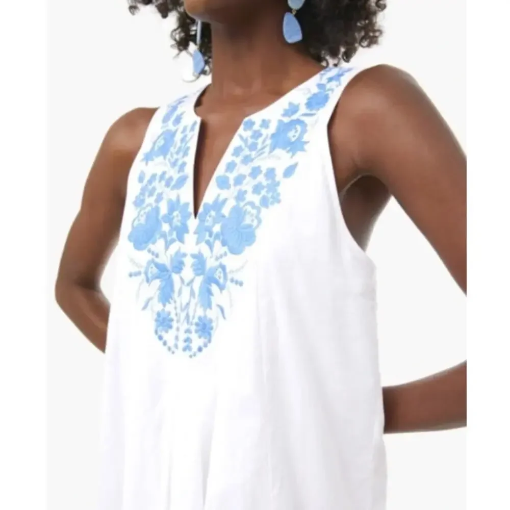 Tuckernuck White Cyprus Maxi Dress Large Floral Embroidered NWT Summer Vacation - Picture 3 of 10